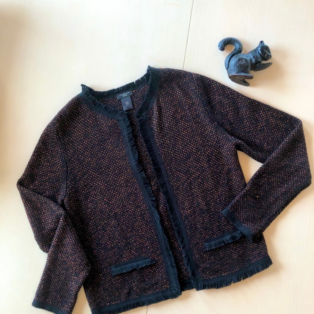 Ann Taylor Factory Black Jacket w/Fringe Detail